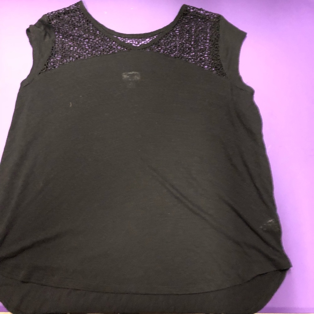 Black short sleeve lace top